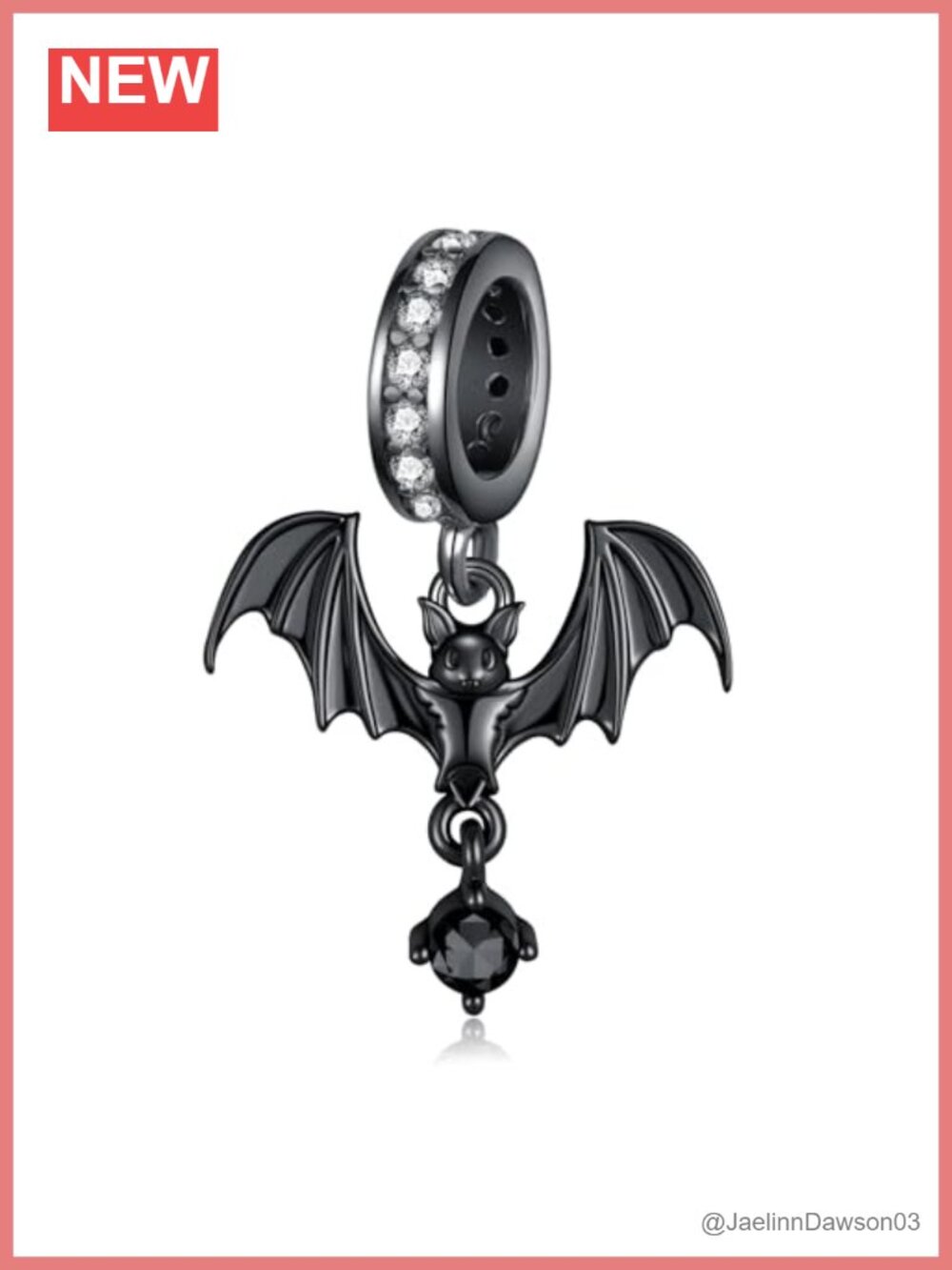 925 Sterling Silver Gothic Bat Charm Bead for Bracelets Halloween Jewelry